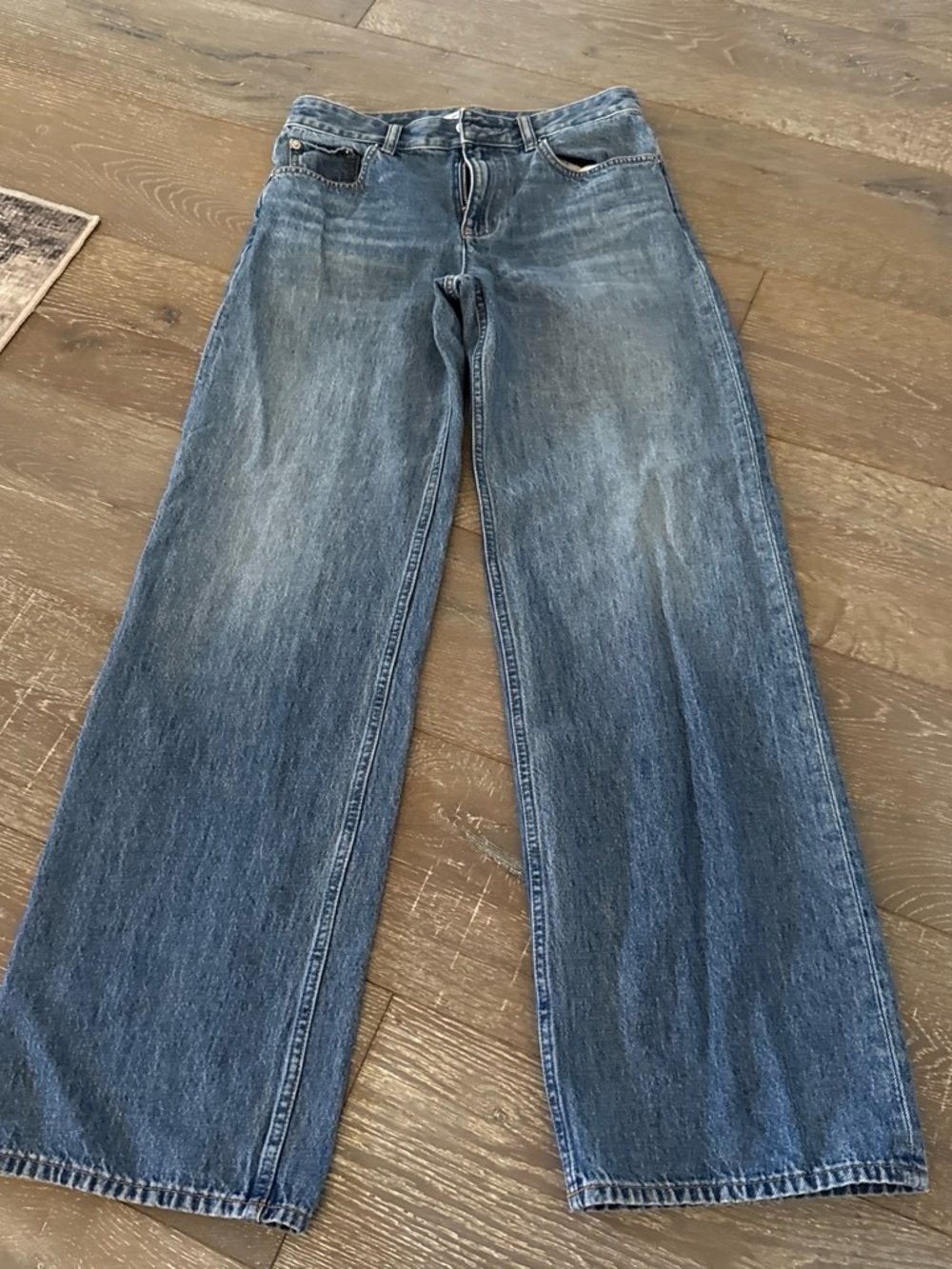 Helmut Lang Relaxed Wide-Leg Blue Denim Jeans waist 13 with a 29 in inseam